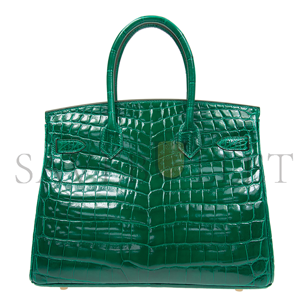 HERMÈS MASTER BIRKIN 30 CROCODILE LEATHER EMERALD GREEN GOLD BUCKLE H041367CK46 (30*22*16cm)